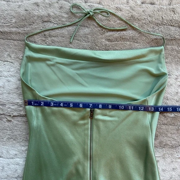 Alice + Olivia Harmony Drapey Asymmetrical Midi Cowl Slip Dress in Light Sage - Picture 11 of 15